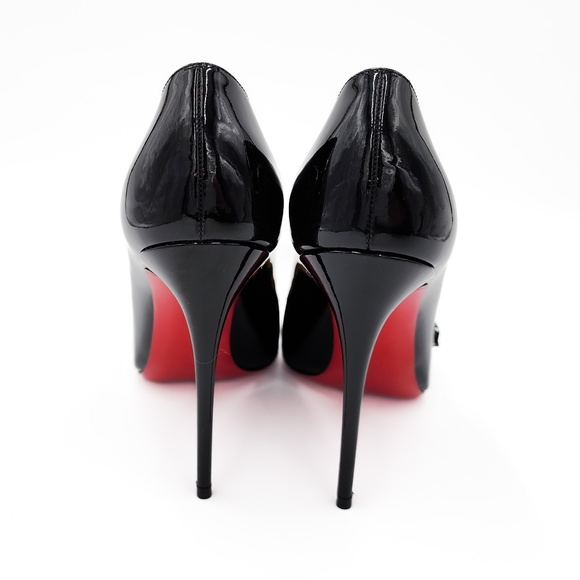 Christian Louboutin Madame Menule 100 Black Patent Leather Crystal Pumps EU 38.5 - Picture 6 of 9
